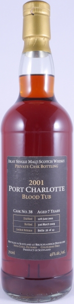 Bruichladdich Port Charlotte 2001 7 Years Blood Tub No. 38 Private Cask Islay Single Malt Scotch Whisky 46.0%