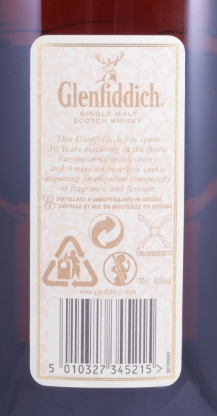 Glenfiddich 30 Years Cask Selection No. 00033 Release 2013 Speyside Single Malt Scotch Whisky Wooden Box 43,0%