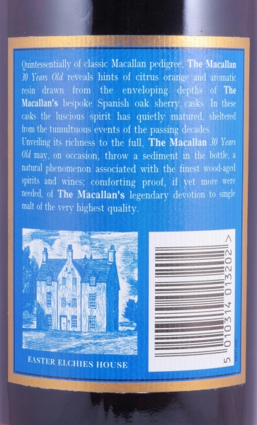 Macallan 30 Years Sherry Wood Highland Single Malt Scotch Whisky Blue Wooden Box 43,0%