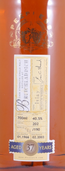 Bruichladdich 1966 37 Years Oak Cask No. 202 Duncan Taylor Peerless Cask Strength Rare Auld Edition Islay Single Malt Scotch Whisky 40,5%