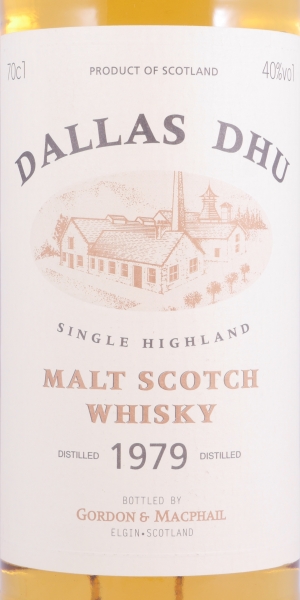 Dallas Dhu 1979 20 Years Oak Casks Gordon and MacPhail Distillery Label Gold Screw Cap Speyside Single Malt Scotch Whisky 40.0%