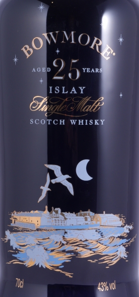 Bowmore 25 Years Moonlight Blue Buchan Ceramic Bottle Seagull Label Islay Single Malt Scotch Whisky 43,0%