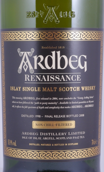 Ardbeg 1998-2008 Renaissance 4th Release Committee Approved Islay Single Malt Scotch Whisky Cask Strength 55,9%