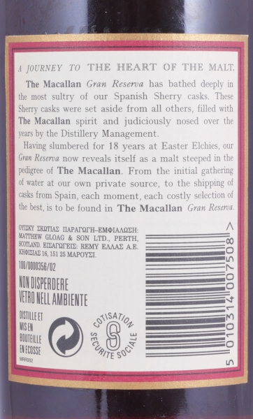 Macallan Gran Reserva 1980 18 Years Sherry Wood Highland Single Malt Scotch Whisky No Box 40.0%