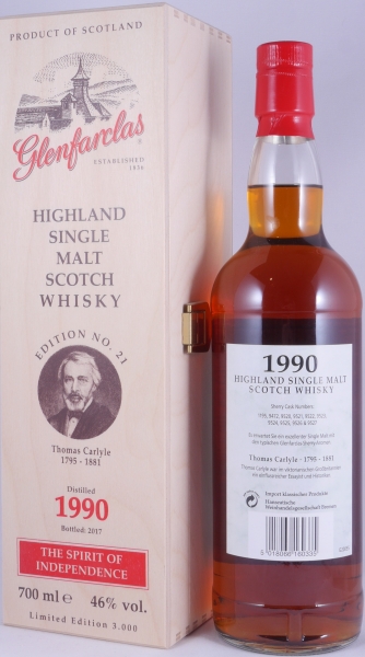 Glenfarclas 1990 26 Years Sherry Casks Nos. 1195, 9472, 9520-9527 Edition No. 21 Thomas Carlyle Highland Single Malt Scotch Whisky 46.0%