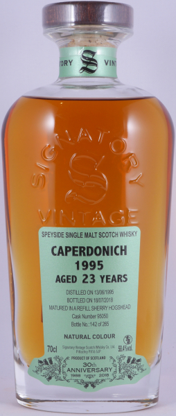 Caperdonich 1995 23 Years Sherry Hogshead Cask No. 95050 Signatory 30th Anniversary Speyside Single Malt Scotch Whisky 58,4%
