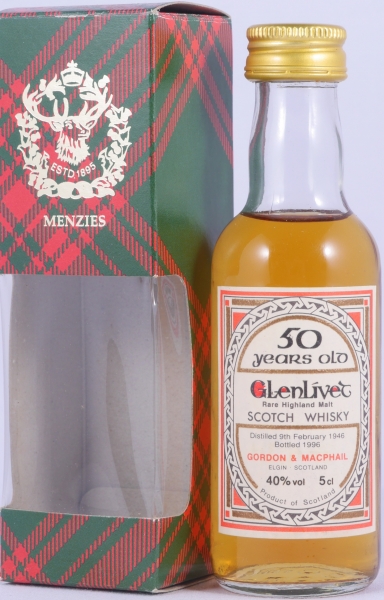 Glenlivet 1946 50 Years Miniature Gordon and MacPhail Rare Old Highland Single Malt Scotch Whisky 40.0%