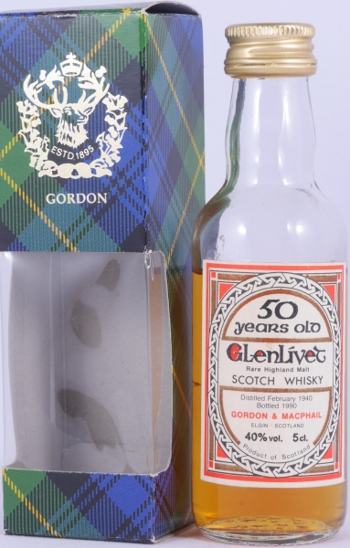 Glenlivet 1940 50 Years Miniature Gordon and MacPhail Rare Old Highland Single Malt Scotch Whisky 40,0%