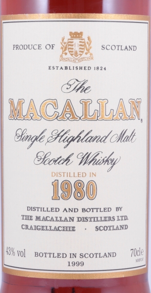 Macallan 1980 18 Years bottled in 1999 Sherry Wood Highland Single Malt Scotch Whisky 43,0%