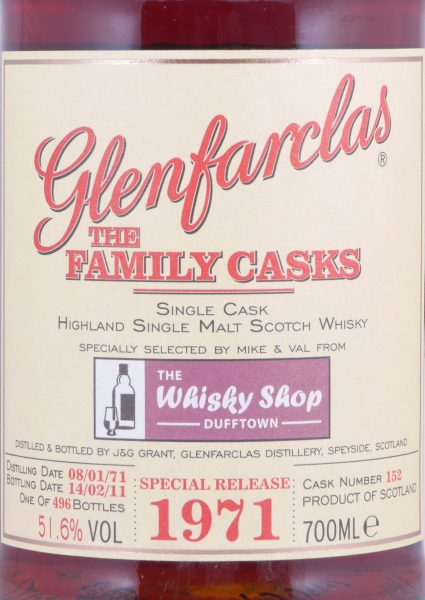 Glenfarclas 1971 40 Years The Family Casks Special Release 1st Fill Sherry Cask No. 152 Highland Single Malt Scotch Whisky 56.1%