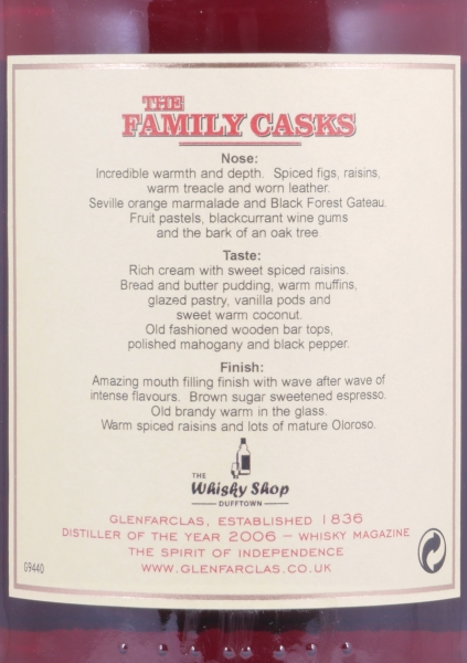 Glenfarclas 1971 40 Years The Family Casks Special Release 1st Fill Sherry Cask No. 152 Highland Single Malt Scotch Whisky 56.1%