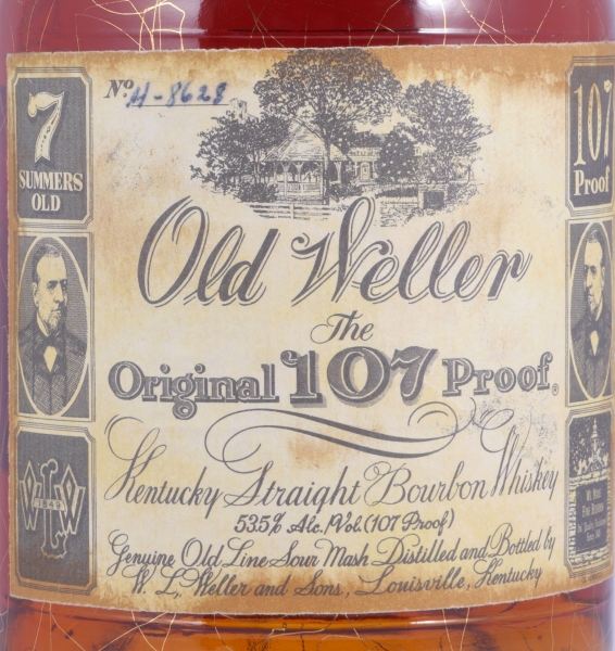 Old Weller 7 Years The Original 107 Proof No. H-8628 Stitzel-Weller Dumpy Bottle Kentucky Straight Bourbon Whiskey 53,5%