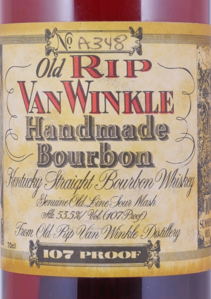 Old Rip Van Winkle 10 Years Bottle No. A348 Handmade Kentucky Straight Bourbon Whiskey 53.5%