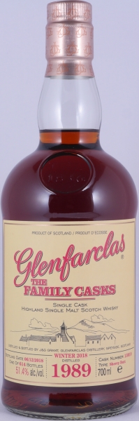 Glenfarclas 1989 28 Years The Family Casks Winter 2018 1st Fill Sherry Butt Cask No. 13010 Highland Single Malt Scotch Whisky 51.4%