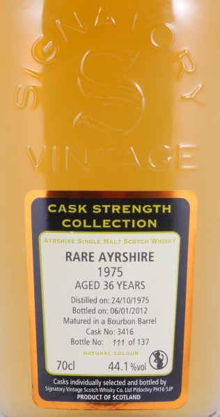 Ayrshire/Ladyburn 1975 36 Years Bourbon Barrel No. 3416 Signatory Vintage Lowland Single Malt Scotch Whisky 44,1%