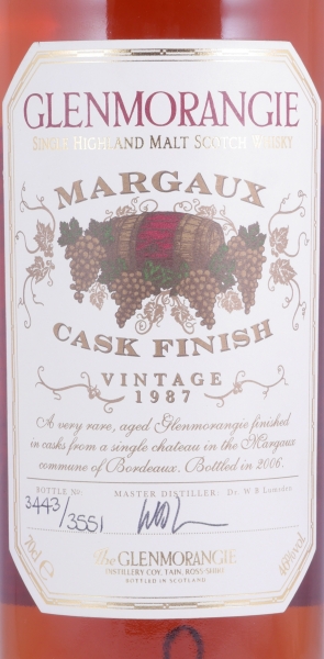 Glenmorangie 1987 18 Years Chateau Margaux Cask Finish Highland Single Malt Scotch Whisky 46.0%
