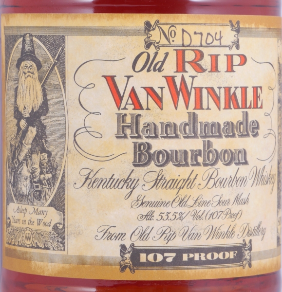 Old Rip Van Winkle 10 Years Dumpy Bottle No. D704 Handmade Kentucky Straight Bourbon Whiskey 53,5%