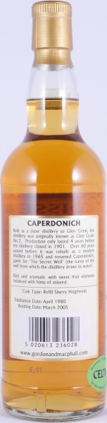 Caperdonich 1980 24 Years Refill Sherry Hogsheads Gordon und MacPhail Connoisseurs Choice Speyside Single Malt Scotch Whisky 46.0%