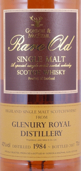 Glenury Royal 1984 23 Years Oak Cask Gordon and MacPhail Rare Old Highland Single Malt Scotch Whisky 43.0%