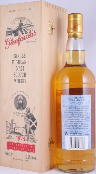 Glenfarclas 1978 24 Years Sherry Casks Edition No. 8 Sir William Wallace Highland Single Malt Scotch Whisky Cask Strength 53.3%