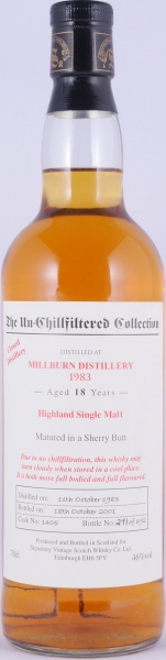 Millburn 1983 18 Years Sherry Butt Cask No. 1405 Signatory The Un-Chillfiltered Collection Highland Single Malt Scotch Whisky 46.0%