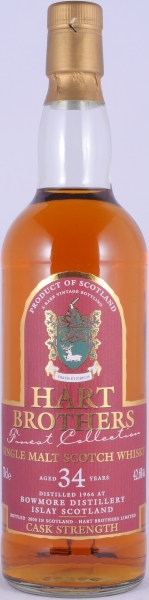Bowmore 1966 34 Years Hart Brothers Finest Collection Islay Single Malt Scotch Whisky Cask Strength 42,6%
