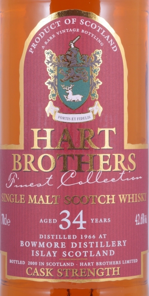 Bowmore 1966 34 Years Hart Brothers Finest Collection Islay Single Malt Scotch Whisky Cask Strength 42,6%