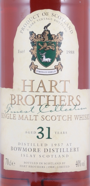 Bowmore 1957 31 Years Sherry Wood Special Reserve Hart Brothers Finest Collection Islay Single Malt Scotch Whisky 40,0%