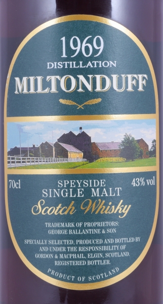 Miltonduff 1969 39 Years Sherry Butt Gordon und MacPhail Rare Vintage Speyside Single Malt Scotch Whisky 43,0%