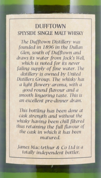 Dufftown 1977 17 Years James MacArthur 500 Years of Scotch Whisky 1494-1994 Speyside Single Malt Scotch Whisky 58.5%