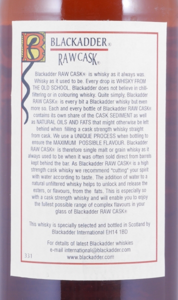 Mortlach 1988 23 Years Refill Sherry Butt Cask No. 4741 Blackadder Raw Cask Speyside Single Malt Scotch Whisky 56,6%