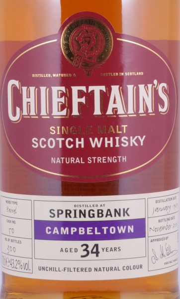 Springbank 1969 34 Years Barrel Cask No. 50 Ian McLeod Chieftains Choice Campbeltown Single Malt Scotch Whisky 43.2%