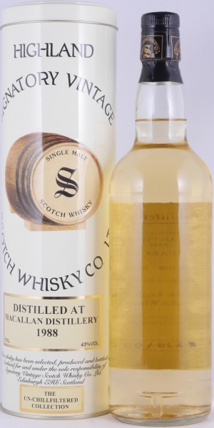 Macallan 1988 11 Years Hogshead No. 9137 Signatory Vintage The Un-Chillfiltered Collection Speyside Single Malt Scotch Whisky 43.0%