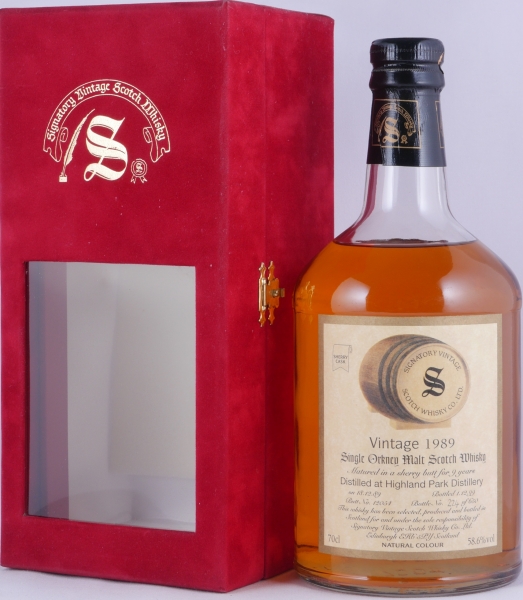 Highland Park 1989 9 Years Sherry Butt Cask No. 12054 Signatory Vintage Dumpy Bottle Orkney Ilsands Single Malt Scotch Whisky 58,6%
