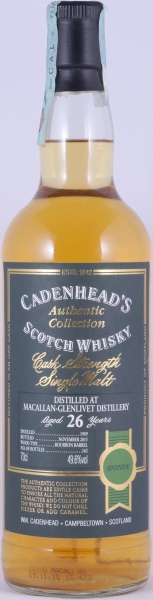 Macallan-Glenlivet 1989 26 Years Bourbon Barrel Cadenhead Speyside Single Malt Scotch Whisky Cask Strength 49.6%