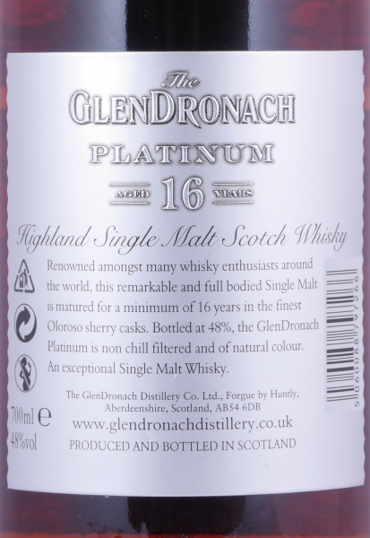 Glendronach Platinum 16 Years Oloroso Sherry Casks Release 2014 Highland Single Malt Scotch Whisky 48,0%