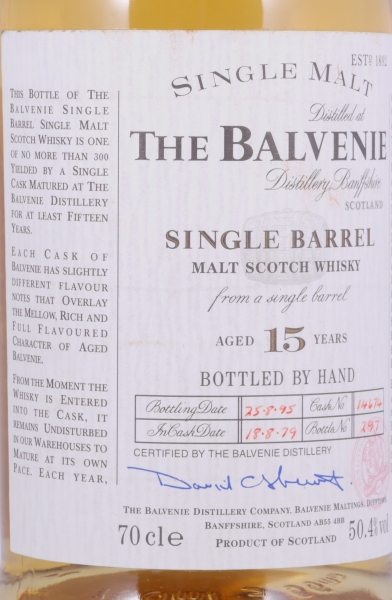 Balvenie 1979 15 Years Oak Cask No. 14674 Single Barrel Highland Single Malt Scotch Whisky 50.4%