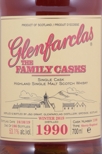 Glenfarclas 1990 29 Years The Family Casks Winter 2019 Sherry Hogshead Cask No. 1188 Highland Single Malt Scotch Whisky 53.1%