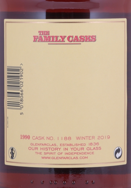 Glenfarclas 1990 29 Years The Family Casks Winter 2019 Sherry Hogshead Cask No. 1188 Highland Single Malt Scotch Whisky 53.1%