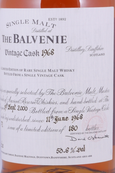 Balvenie Vintage Cask 1968 32 Years Oak Cask No. 7295 Highland Single Malt Scotch Whisky 50.8%