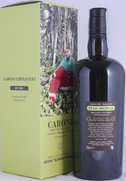 Velier Caroni 1998 21 Years Employees Special Edition 2nd Release Kevon "Slippery" Moreno Full Proof Heavy Trinidad Rum 69.5%