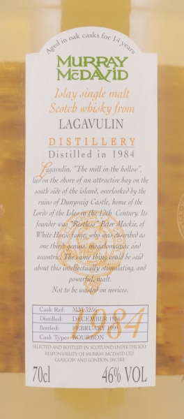 Lagavulin 1984 14 Years Bourbon Cask No. MM 3256 Murray McDavid Islay Single Malt Scotch Whisky 46.0%