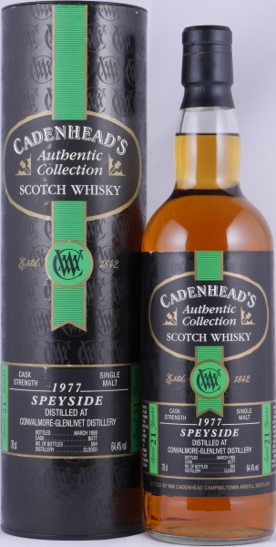 Convalmore-Glenlivet 1977 21 Years Sherry Butt Cadenheads Authentic Collection Speyside Single Malt Scotch Whisky Cask Strength 64.4%