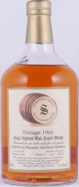 Macallan-Glenlivet 1966 30 Years Oak Cask No. 4185 Signatory Vintage Highland Single Malt Scotch Whisky 51,6%