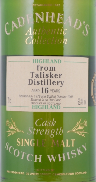 Talisker 1979 16 Years Oak Cask Cadenhead Isle of Skye Single Malt Scotch Whisky Cask Strength 62.8%