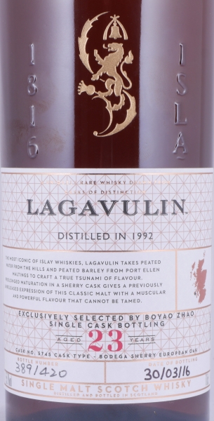 Lagavulin 1992 23 Years Bodega Sherry European Oak Cask No. 5745 Casks of Distinction Boyao Zhao Islay Single Malt Scotch Whisky 55,7%