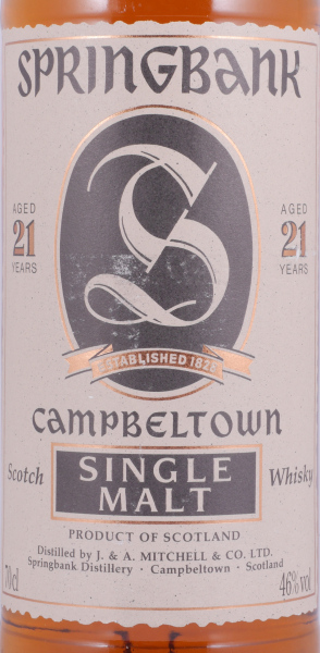 Springbank 21 Years Release 1995 Jagged Label Edge Campbeltown Single Malt Scotch Whisky 46.0%