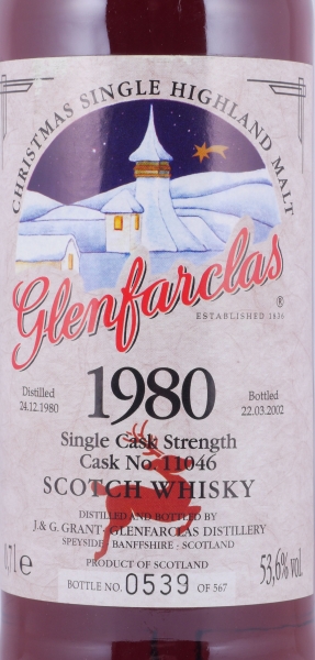 Glenfarclas 1980 21 Years Sherry Cask No. 11046 Christmas Edition Highland Single Malt Scotch Whisky 53.6%