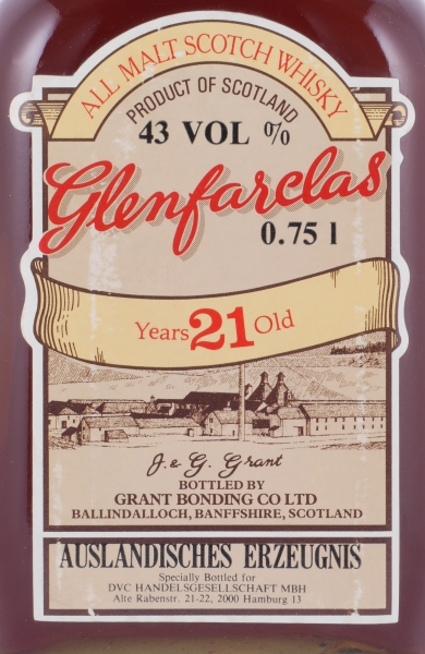 Glenfarclas 1970s 21 Years All Malt Unblended 75cl Dumpy Square Bottle Highland Single Malt Scotch Whisky 43.0%