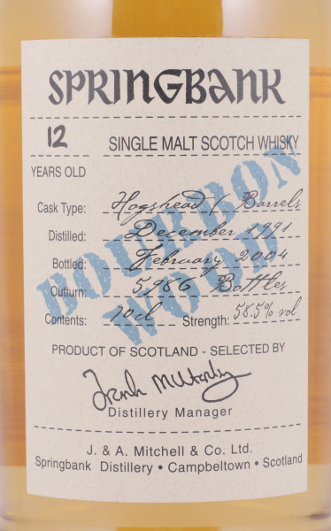 Springbank 1991 12 Years Bourbon Wood Limited Edition Campbeltown Single Malt Scotch Whisky Cask Strength 58,5%